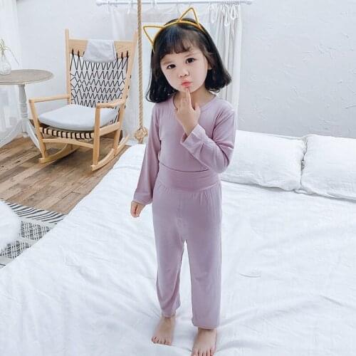 Modal Cotton Girls Thin Homewear Set Children Baby Pajamas Long Sleeve Spring and Autumn