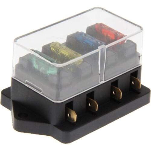 Universal Practical 12V/24V 4 Way Circuit Standard Blade Fuse Box Block Holder With Fuse Car-styling Car Auto Accessories