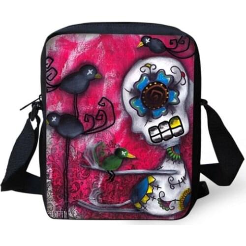 Vintage Bag Cool Skull Messenger Bags Graffiti Woman Travel Bag Cross-body Bag For Girls Casual Lady Small Handbag