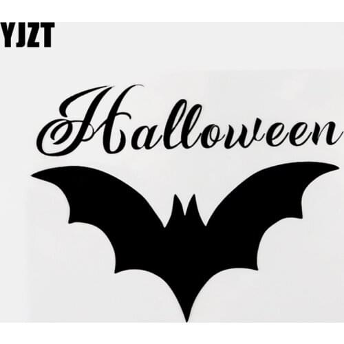 YJZT 15.5CM×11.7CM Fashion Halloween Bat Vinyl Car Sticker Decal Black/Silver 13F-0005
