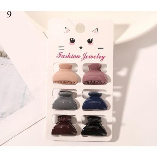 6 Pcs/set New Women Girls Hair Crab Claw Plastic Small Hairpins Sweet Mini Clamp Clips Barrette Frosted Hairpin Hair Accessories