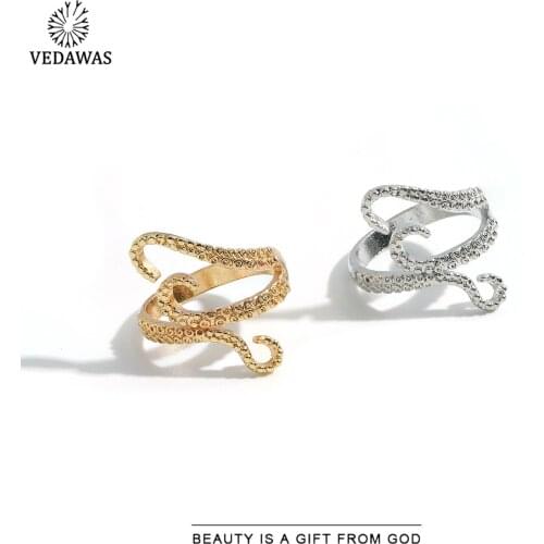 Vedawas Vintage Metal Aniaml Charm Rings for Women Boho Gold Silver Color Engagement Rings Accessories Jewelry Party Wholesale