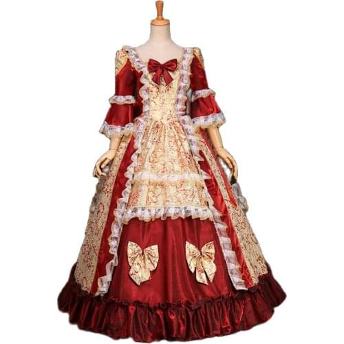 18th Century Womens Rococo Ball Gown Printing Long Gothic Victorian Masquerade Theme Dresses