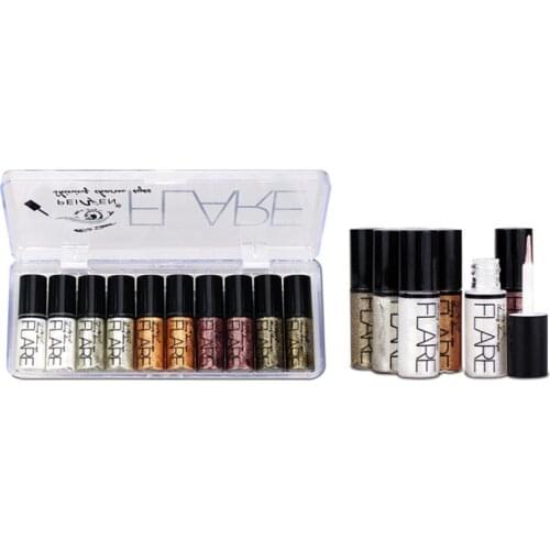 10 pcs/set 5 colors White Gold Glitter Eyeshadow Waterproof Liquid Eyeliner Long Lasting Waterproof Long Makeups Cosmetic