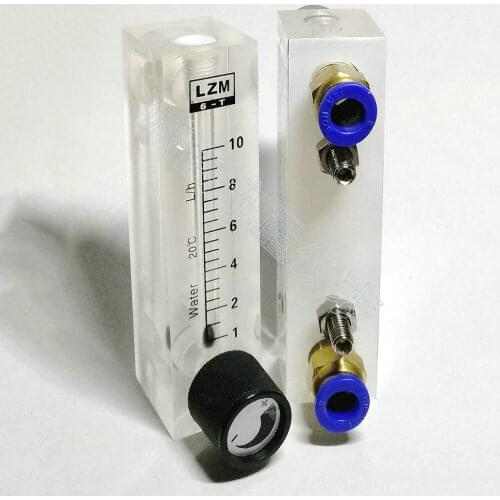 1-10 2-20 3-30 4-40 5-50 6-60LPH LZM-6T Water Liquid Flowmeter Rotameter With Valve Push In 8mm Tube