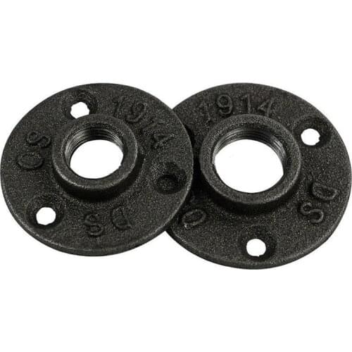 1pc 1/2",3/4" Thread BSP Iron Pipe Fittings Wall Mount Iron Pipe Fittings Floor Vintage Hardware Tools Flange Piece Black