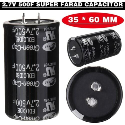 1 Piece Super Farad Capacitor 2.7V 500F Electronic Components Car Automobile Farad Capacitor Accessories 35*60mm