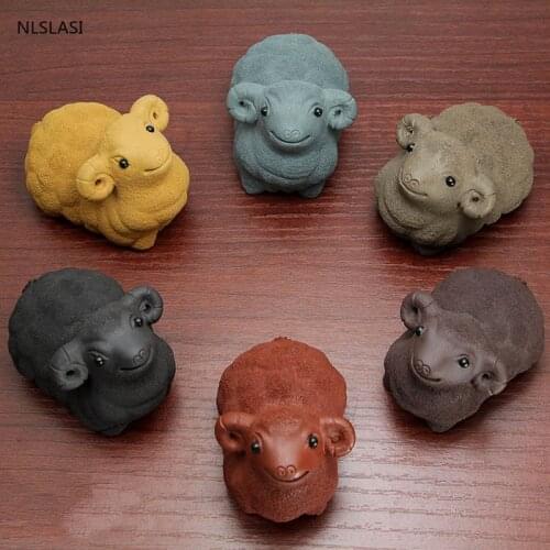 1PCS Yixing Purple Clay Tea pet Ornaments Lucky animal tea Figurine sculpture Crafts Boutique Tea decoration Accessories