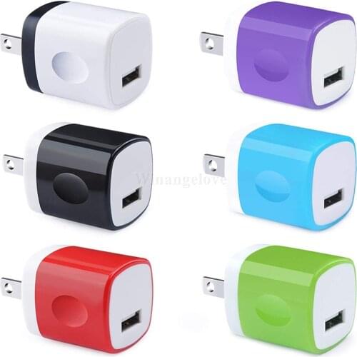 100pcs 5V 1A Colorful usb US AC Home Wall Charger plug For iphone 11 X 8 7 6 5 5s for samsung s6 s7 s8