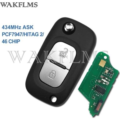 2 Buttons 434MHz Car Remote Flip Key Renault Clio 3 Megane 3 Scenic 3 Fluence Twingo PCF7947 / HITAG 2 / 46 CHIP