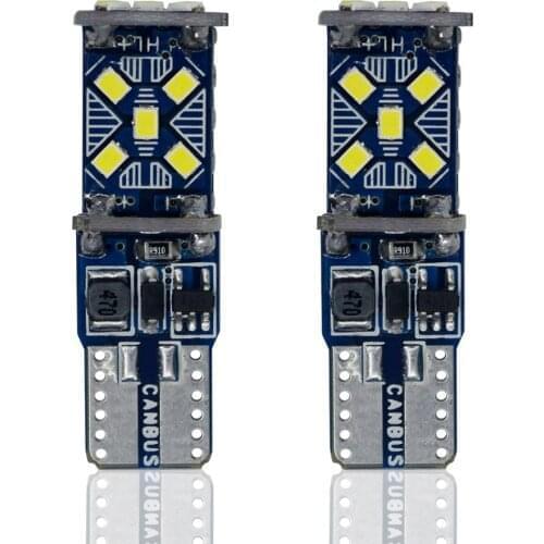 2PCS T10 LED Canbus No error Car Signal Light 12V W5W Bulb 6500K 15 SMD 900Lm Super Bright White Wedge Side Turn Parking Lamp