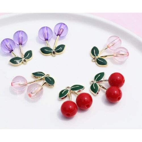 30pcs/lot color rounds bead decoration cartoon Cherry shape alloy floating locket charms diy jewelry earring/keychain accessory