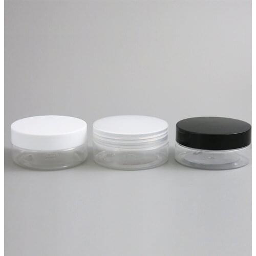 30pcs Transparent Clear Empty Plastic Round Jar with black white Lids screw cap 50g 50ml Cosmetic Containers Cream sample jars