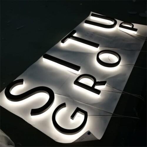 3D Acrylic back and partial side lit led letter luminous reverse lit signage for advertising display