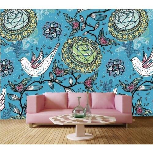 Custom 3d wallpaper murals,European creative gemstone flower vine wallpaper,living room tv sofa wall kids room papel de parede