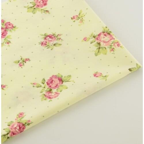 Booksew 100% Cotton Twill Fabric Beige Printed Floral Designs Bedding Scrapbooking Decoration Home Textile Quilting DIY Sewing