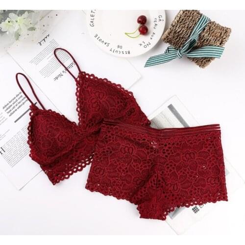 Sexy Lace Bottom Bra Set Sexy Padded Underwear Women Deep V Bra Set Female Tube Top