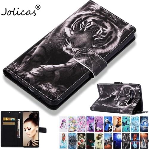 Cute Tiger Panda Pattern Wallet Flip Cases For Samsung Galaxy S10E S10 S9 S8 Plus J4+ J6+ J6 Premium A7 2018 A750 Cover Fundas