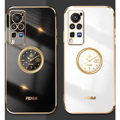 Plating Ring Holder Case For VIVO X60 Pro VIVO X50 Soft Silicone Phone Cover For VIVO S9 S7 S6 Y70S Y51S Y3 V20 Pro