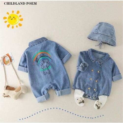 Denim Baby Clothes Newborn Baby Rompers Brother Sister Matching Clothes Infant Baby Jumpsuit Playsuit Boys Girls Romper Outfits
