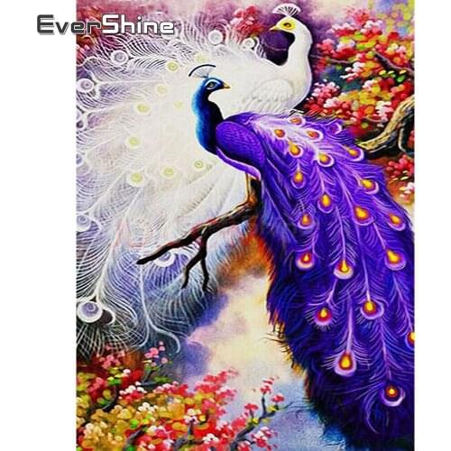 EverShine Diamond Painting Peacock Cross Stitch Diamond Embroidery Rhinestones Art Sale Animals Handwork Hobby Home Decor