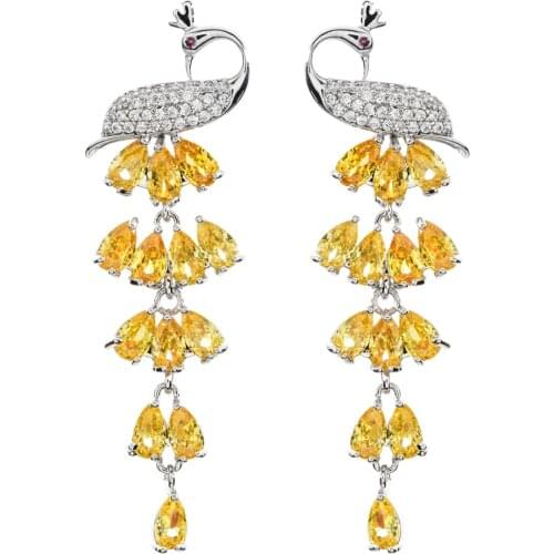 Euro-American fashion tassels long Phoenix water drop Zircon Earrings suitable for women/girls Wedding Party Jewelry Earrings