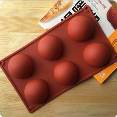 1 pc 6 Even Large Domed Shaped Cake Mold DIY Silicone Hemispherical Chocolate Cake Mold Round Shape Jelly Pudding Mold