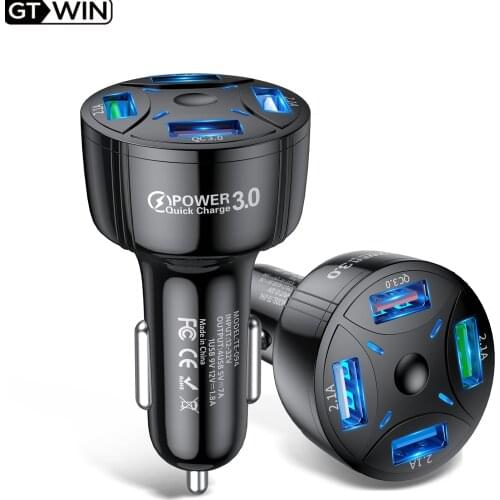 GTWIN Car Charger Quick Charge QC 3.0 4.0 USB Charger 4 Ports Fast Charger Mobile Phone Charger for Xiaomi iPhone USB Adapter