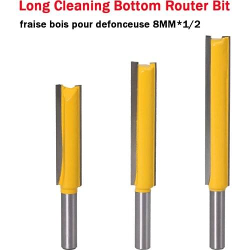 1Pcs 8mm Shank 1/2" Long Cleaning Bottom Router Bit Cutter CNC Woodworki Clean Bits Straight end mill trimmer Cutting Tools