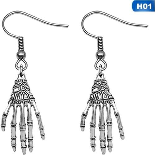 Skull Bone Hand Stud Earrings Gothic Punk Hip Hop Korean Ghost Hands Claws Earring For Halloween Earring Unisex Pendientes