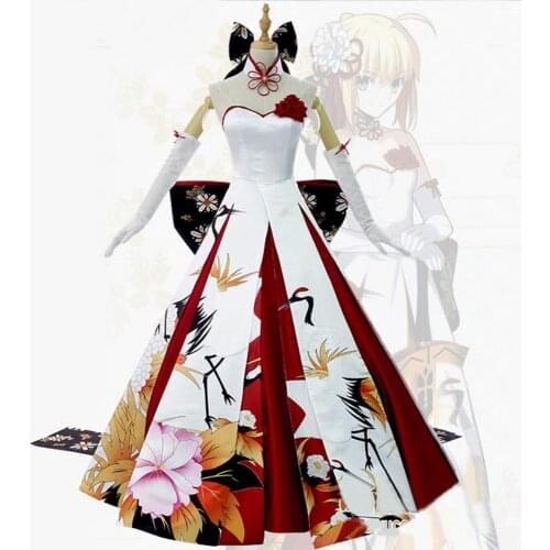 Fate stay night Saber cosplay costume Saber Wedding Dress Halloween costume for women