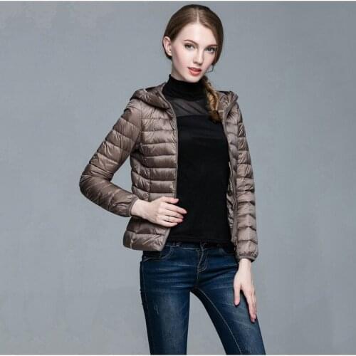 Winter Ladies Coats and Jackets Plus Size Light Thin Warm White Duck Down Jacket Woman Casual Hooded Jackets Tops Female Outwear