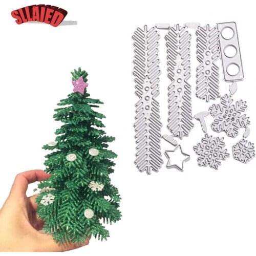 Metal Cutting Dies Christmas Tree Leaves Carbon Steel Flower Embossing Xmas Scrapbooking Stamps Cutting Dies Mold New 2022