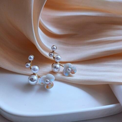 Cute Female Small Round Pearl Earrings Real 925 Sterling Silver Gold Wedding Stud Earrings For Women
