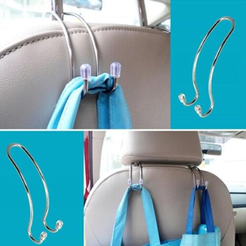 2pcs Muiltifunction Car Back Seat Double Hook Organizer Holder Hanging Travel Auto Headrest Hanger Clothes Purse Bag