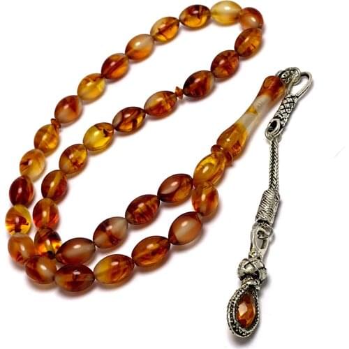 Islamic Tasbih Muslim Rosary Beads 33 Prayer Rosary For Men Bracelet For Men Accessory amber oltu amber stone Handmade Turkey