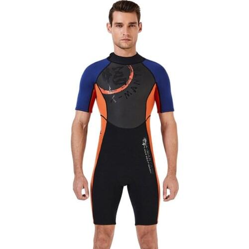 Mens Womens Wetsuit 1.5mm Back Zip Shorty Black/Orange Spring Shortie Wet Suit Scuba Diving Snorkeling Water Sports One Piece