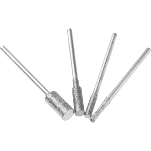 4Pcs Diamond Cutting Grinding Head Mounted Points Bit Set 2.35mm Shank Jade Stone Carving Polishing for Dremel Rotary Tool