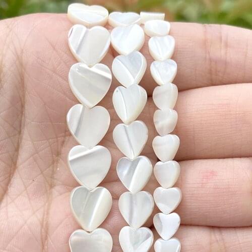 Natural White Love Heart Shell Mother Of Pearl Loose Spacer Beads For Jewelry Making DIY Bracelet Necklace Handmade 6/8/10mm