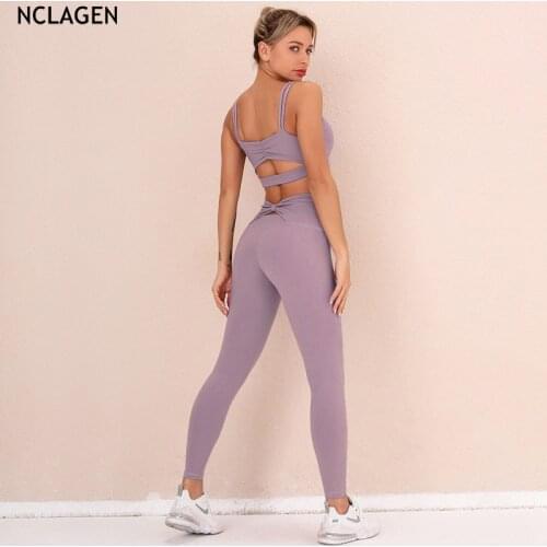 NCLAGEN Yoga Suit Bra & Pants Women Sportwear Naked-feel Buttery-Soft Running Fitness Leggungs Exercise Gym Workout 2 Piece Set