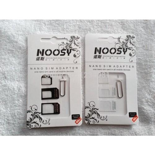 Noosy Nano SIM Card Adapter 4 in 1 micro sim adapter with Eject Pin Key Retail Package for iPhone 5/5S/6/6S/Samsung