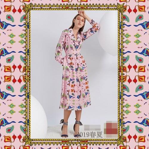 New fashion show pre-sale spring and summer fashion print fabric dress shirt womens clothing cloth wholesale