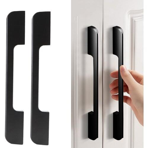 Furniture Handle Hardware Black Aluminum American Style Kitchen Drawer Pulls Cabinet Handles