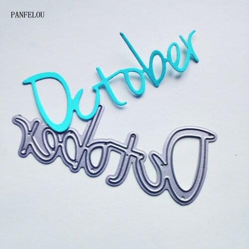 PANFELOU October word metal craft paper die cutting dies Scrapbooking/DIY Easter wedding Embossing mould cards