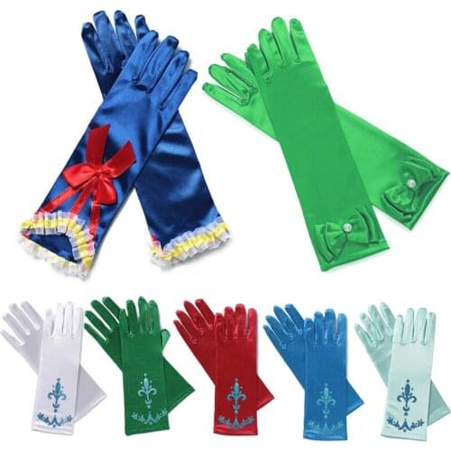 Snow White Gloves Girl Wedding Gloves Princess Girls Elsa Anna Accessories Set Kids Party Cosplay Snow Queen