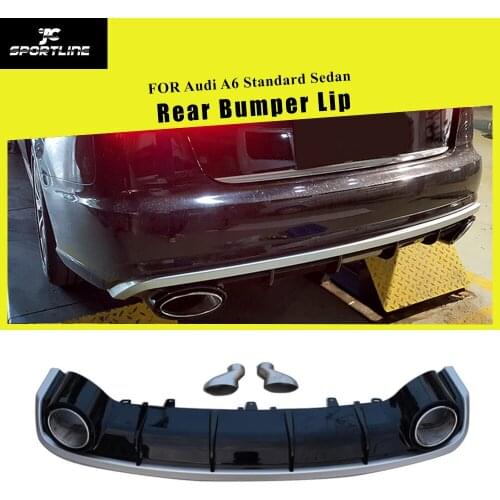 PP Car Rear Bumper Diffuser Spoiler for Audi A6 Standard Sedan 4 Door 2016 - 2018 Not for RS6 Rear Bumper Lip Spoiler