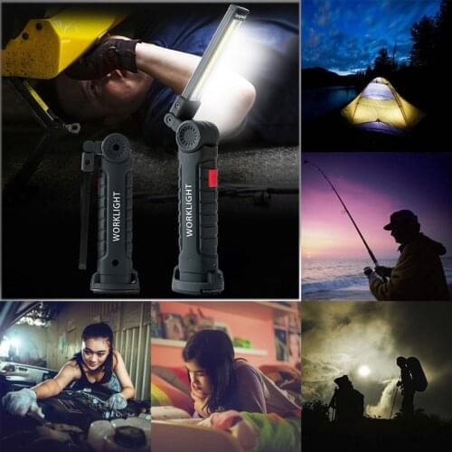 Portable Flashlight COB Work Light Lanterna Led Camping Light USB Rechargeable Lamp Magnetic 5 Modes For Tent SOS Reading Book