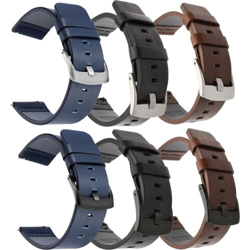 20mm 22mm Genuine Leather Watch Band Strap for Samsung Galaxy Watch 46mm 42mm Gear S3 WatchBand for Amazfit Bip Bit Strap