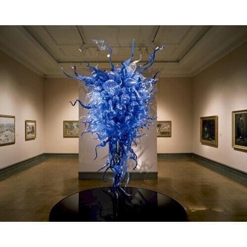 Luxury Blue LED Bulbs Art Glass Chandelier Lightings Large Chandelier lightng