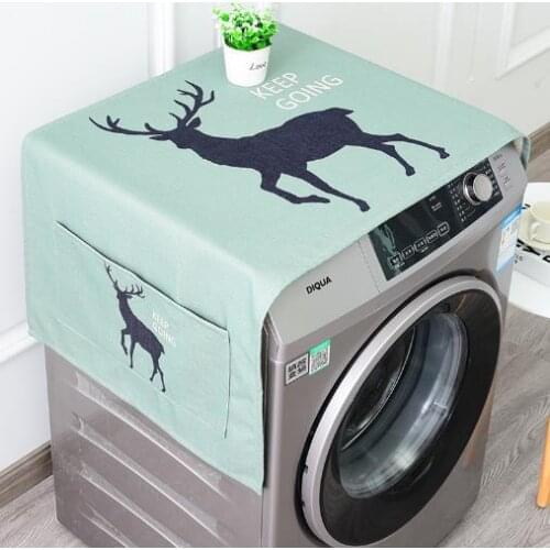 Christmas party decor refrigerator cover cloth washing machine covers cotton linen printed cartoon deer covers thicken 55X140cm